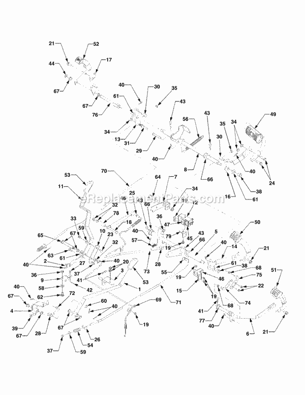 Controls Diagram and Parts List for 5264DE 54AE546-710, 54BE546-710 Cub Cadet Lawn Tractor
